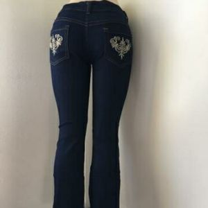 Low rise wide leg denim jean